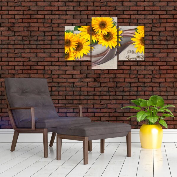 Slika - Svetleči cvetovi sončnic (90x60 cm)