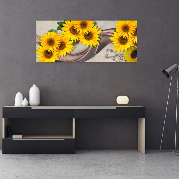 Slika - Svetleči cvetovi sončnic (120x50 cm)