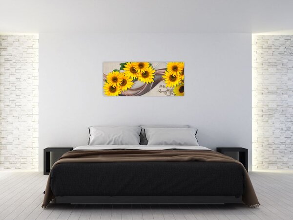 Slika - Svetleči cvetovi sončnic (120x50 cm)