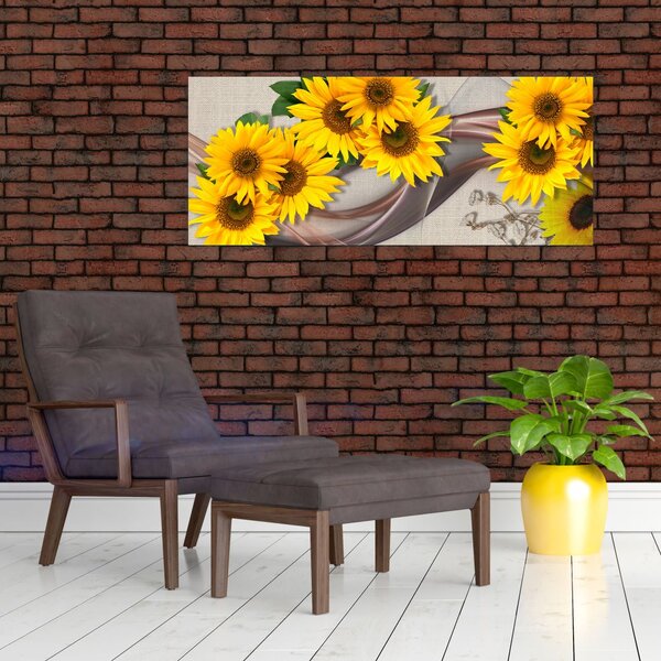 Slika - Svetleči cvetovi sončnic (120x50 cm)