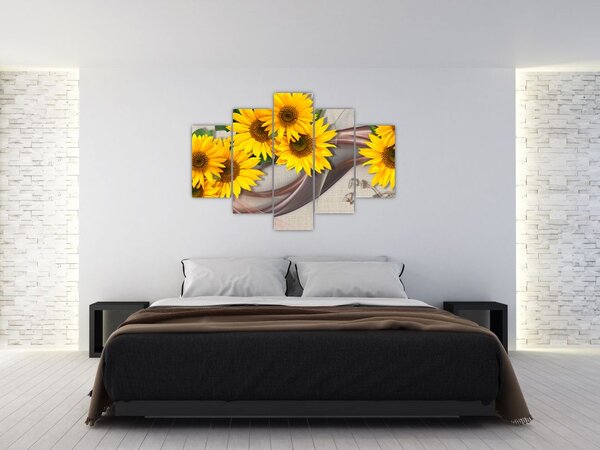 Slika - Svetleči cvetovi sončnic (150x105 cm)