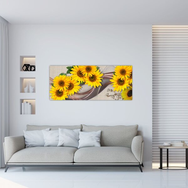 Slika - Svetleči cvetovi sončnic (120x50 cm)