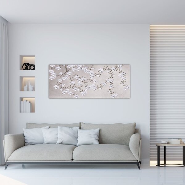 Slika - Rože v sivi pokrajini (120x50 cm)