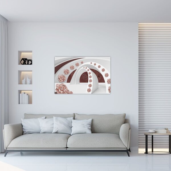 Slika - 3D loki z rožami (90x60 cm)