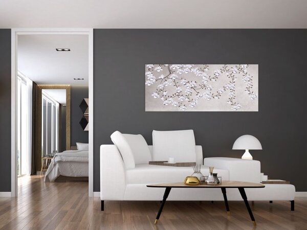 Slika - Rože v sivi pokrajini (120x50 cm)