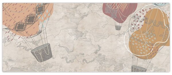 Slika - Baloni nad mestom, topli toni (120x50 cm)