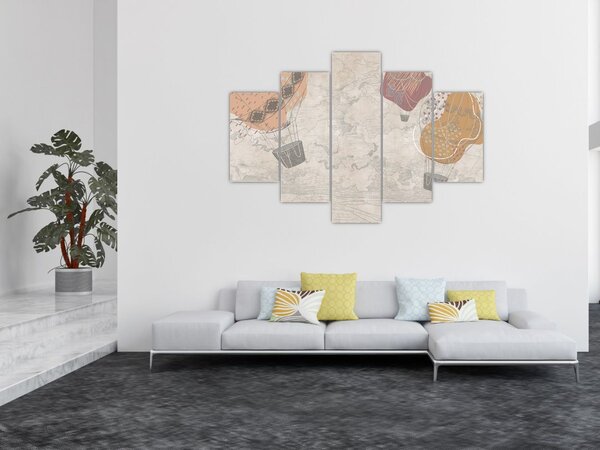 Slika - Baloni nad mestom, topli toni (150x105 cm)