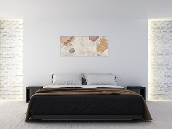 Slika - Baloni nad mestom, topli toni (120x50 cm)