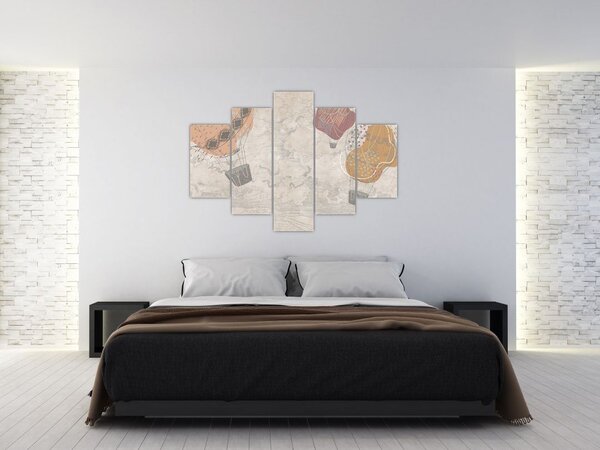 Slika - Baloni nad mestom, topli toni (150x105 cm)