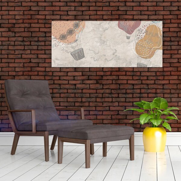 Slika - Baloni nad mestom, topli toni (120x50 cm)