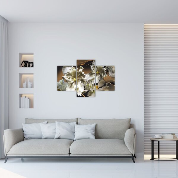 Slika - Cvetovi orhidej na marmornem ozadju (90x60 cm)