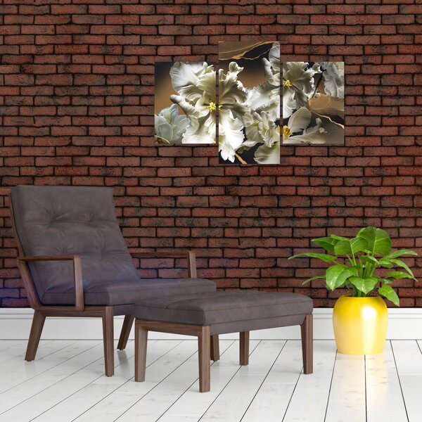 Slika - Cvetovi orhidej na marmornem ozadju (90x60 cm)