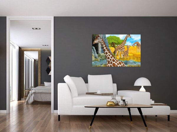 Slika - Žirafa družina (90x60 cm)