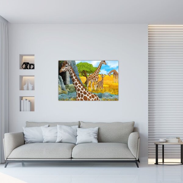 Slika - Žirafa družina (90x60 cm)