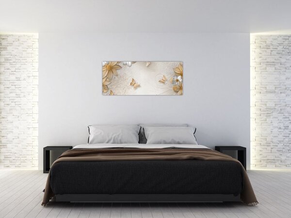 Slika - Rože z metuljčki (120x50 cm)