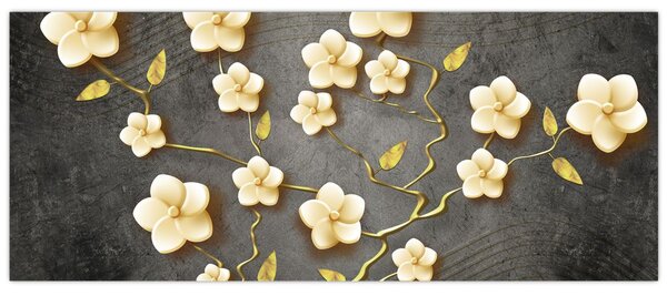 Slika - Zlati grm na črnem ozadju (120x50 cm)
