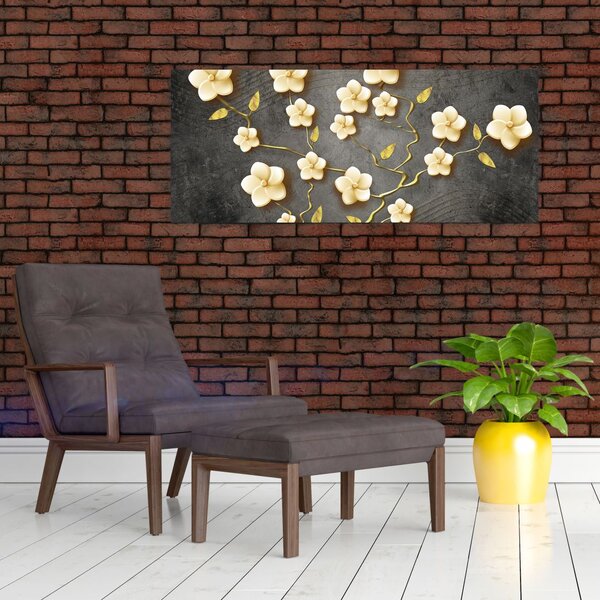 Slika - Zlati grm na črnem ozadju (120x50 cm)
