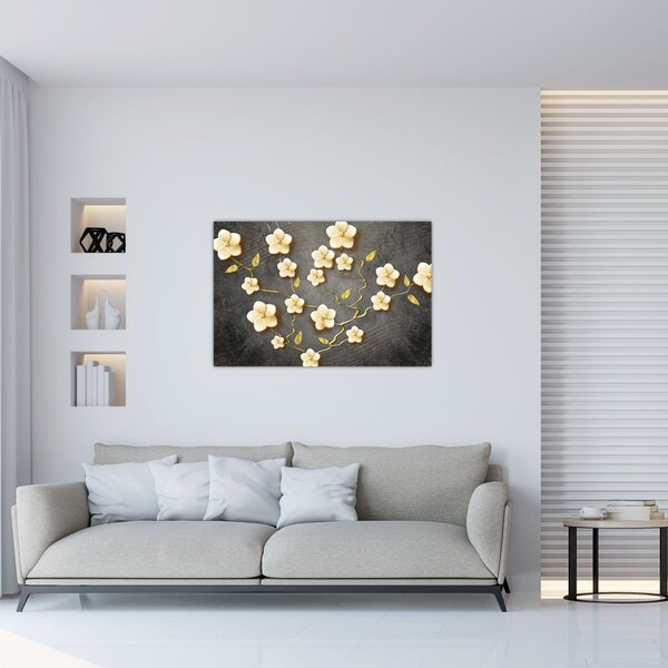 Slika - Zlati grm na črnem ozadju (90x60 cm)