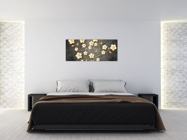 Slika - Zlati grm na črnem ozadju (120x50 cm)