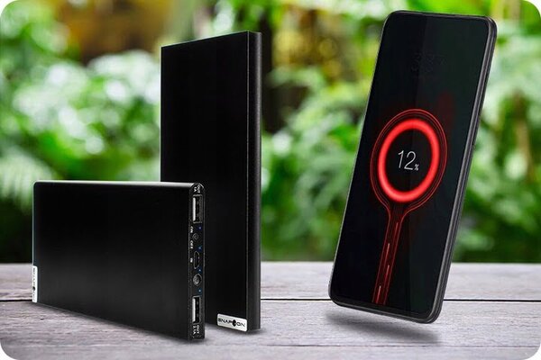 USB 2x PowerBank 20000Mah + LED svjetiljka tanka crna