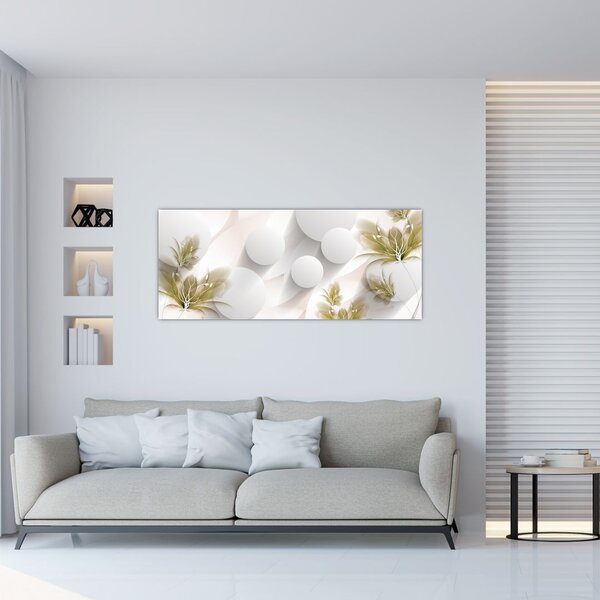 Slika - 3D krogi z rožami (120x50 cm)