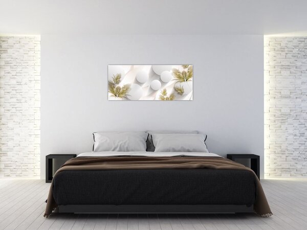 Slika - 3D krogi z rožami (120x50 cm)