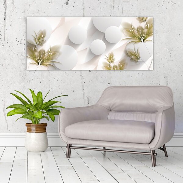 Slika - 3D krogi z rožami (120x50 cm)