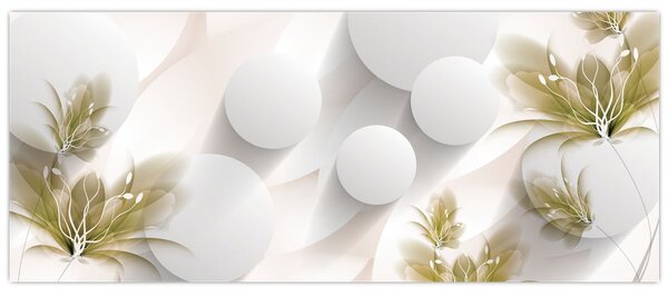 Slika - 3D krogi z rožami (120x50 cm)
