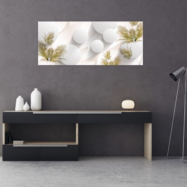 Slika - 3D krogi z rožami (120x50 cm)
