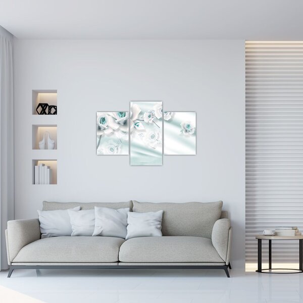 Slika - Turkizni cvetovi vrtnic (90x60 cm)