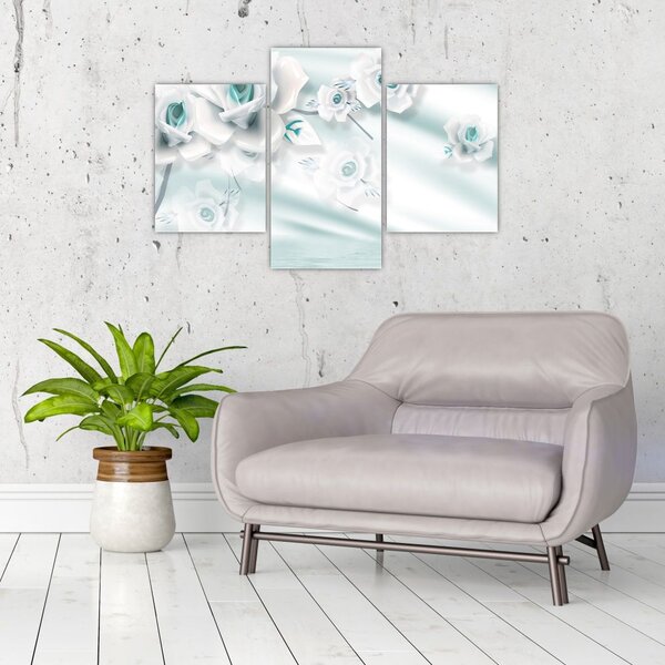 Slika - Turkizni cvetovi vrtnic (90x60 cm)