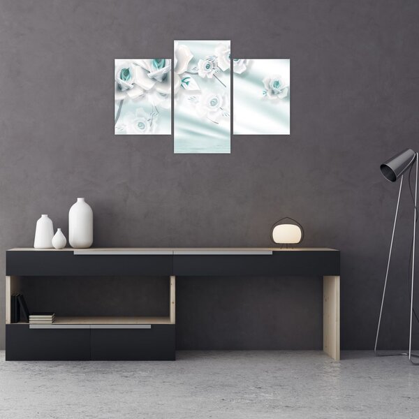 Slika - Turkizni cvetovi vrtnic (90x60 cm)