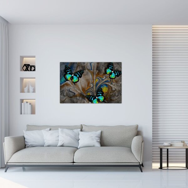 Slika - Svetli metulji na sliki (90x60 cm)