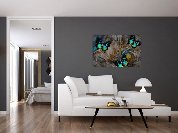 Slika - Svetli metulji na sliki (90x60 cm)