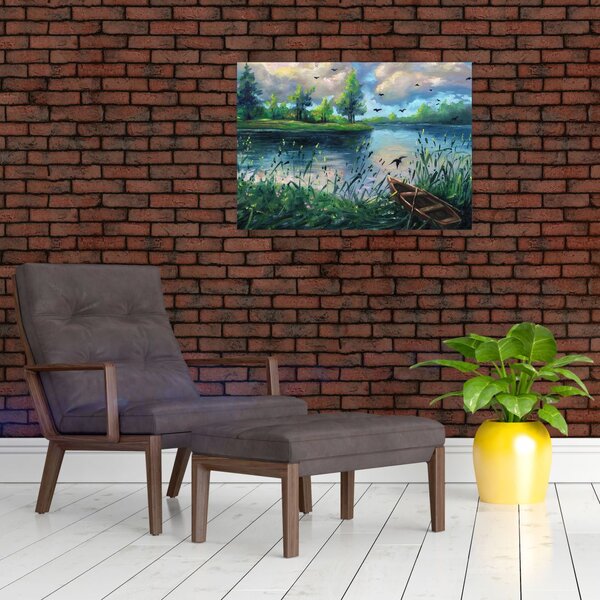 Slika - Oljna slika, Zgodnji poletni večer ob jezeru (70x50 cm)