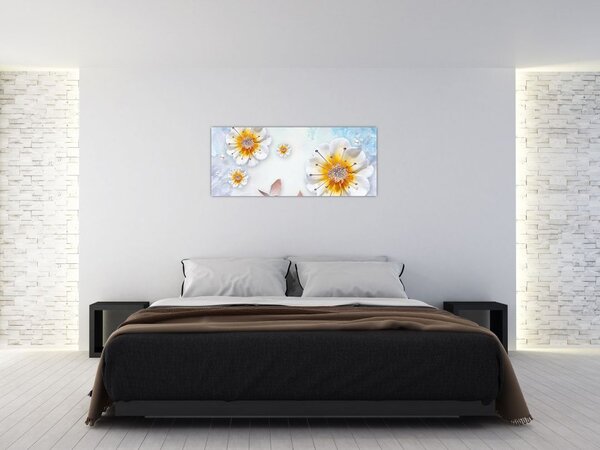 Slika - Kompozicija z rožami in metulji (120x50 cm)