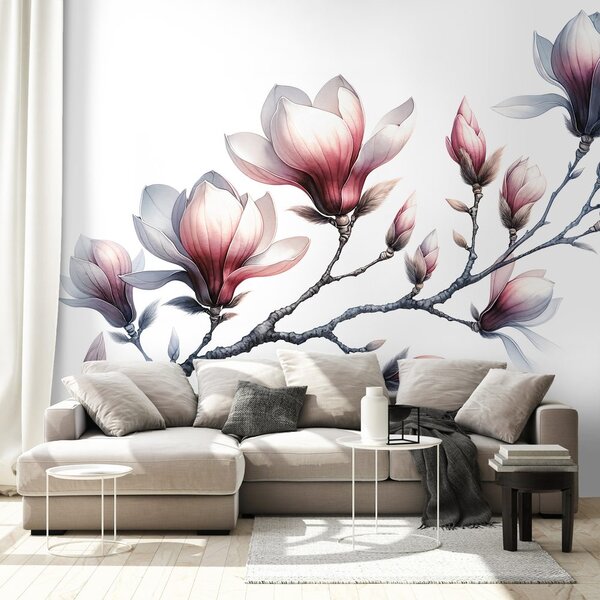 Fototapeta nježne magnolije na bijeloj pozadini