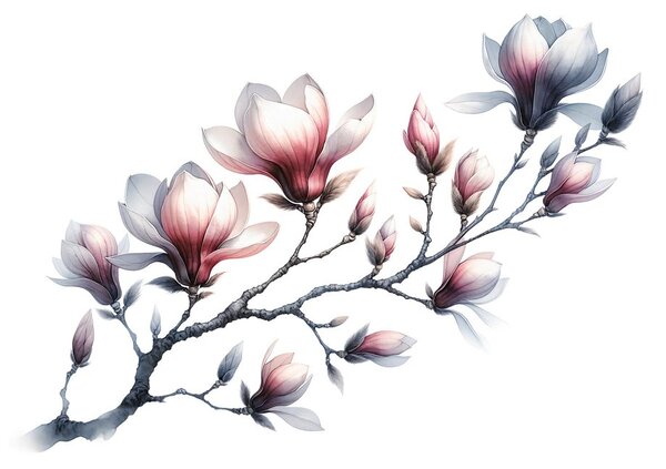 Fototapeta nježne magnolije na bijeloj pozadini