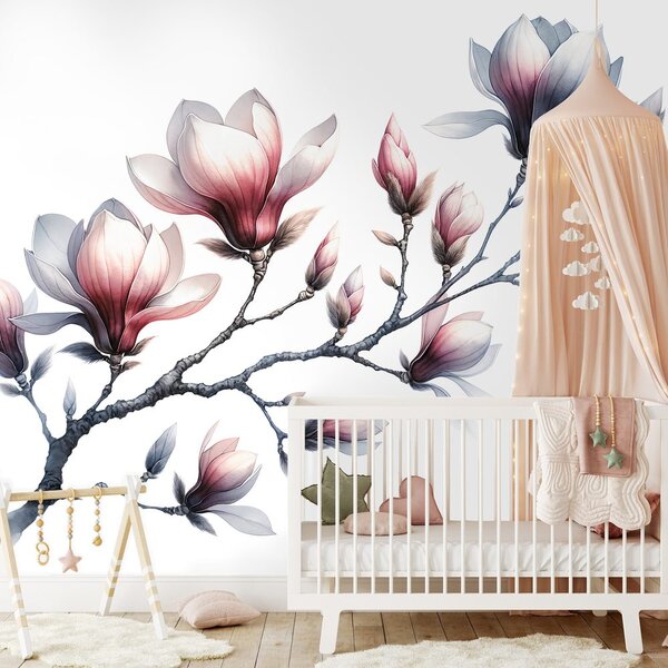 Fototapeta nježne magnolije na bijeloj pozadini