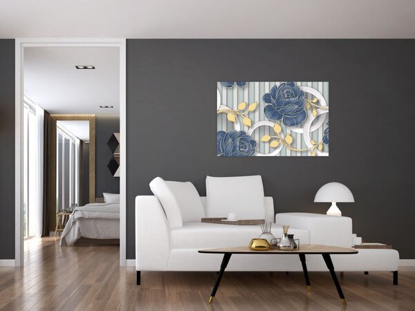 Slika - Ruže i krugovi (90x60 cm)