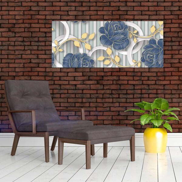 Slika - Ruže i krugovi (120x50 cm)