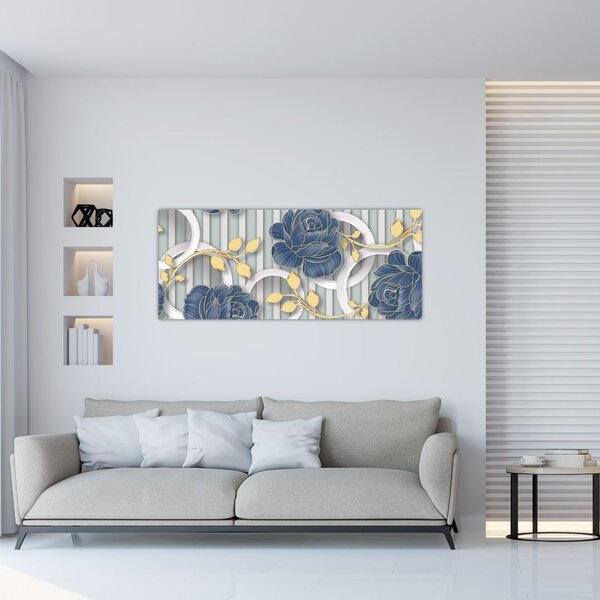 Slika - Ruže i krugovi (120x50 cm)