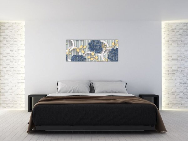 Slika - Ruže i krugovi (120x50 cm)