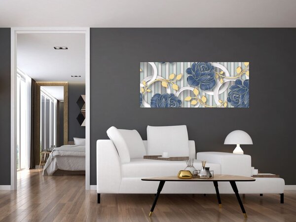 Slika - Ruže i krugovi (120x50 cm)