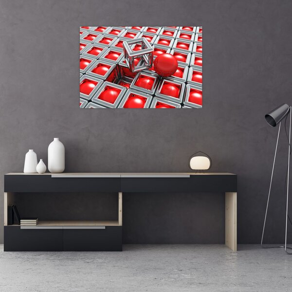 Slika - 3D metalik apstrakcija (90x60 cm)