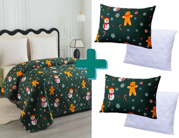 Poklon set za spavaću sobu SNOWMAN AND GINGERBREAD, zelena