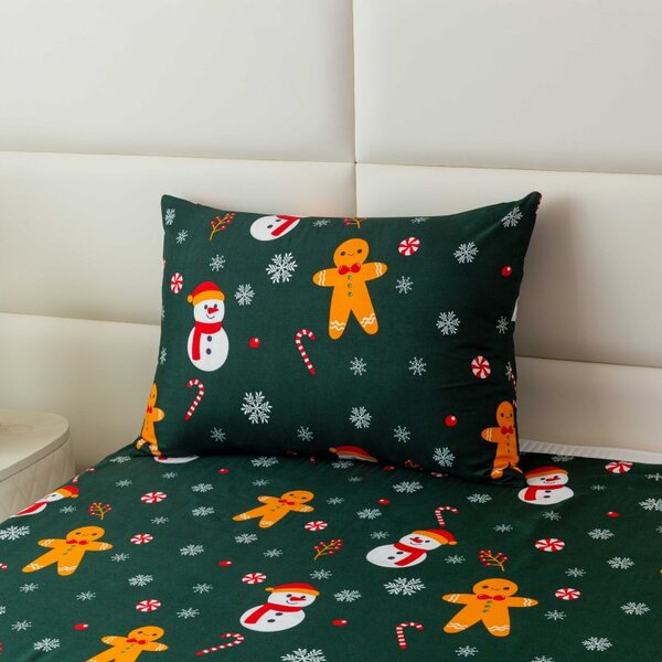 Poklon set za spavaću sobu SNOWMAN AND GINGERBREAD, zelena