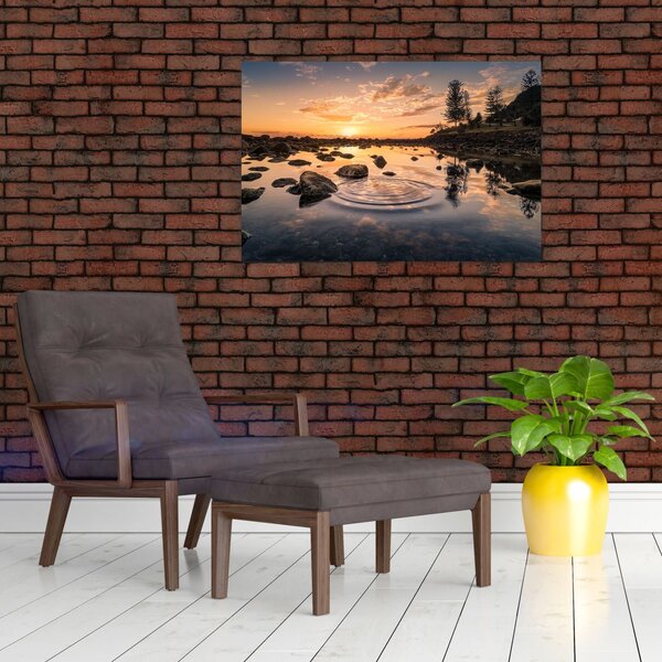 Slika vodene površine pri zalasku sunca (90x60 cm)