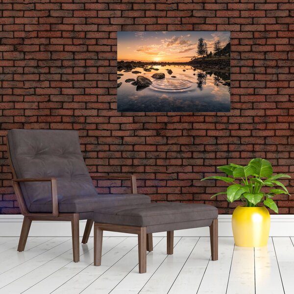 Slika vodene površine pri zalasku sunca (70x50 cm)