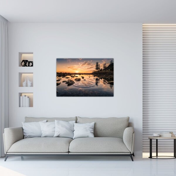 Slika vodene površine pri zalasku sunca (90x60 cm)